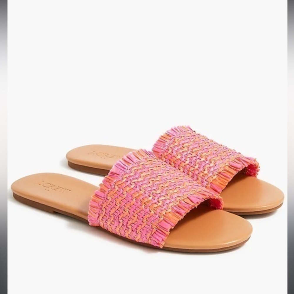 J.Crew Raffia Woven Slide Sandal Natural Size 8 Excellent Condition